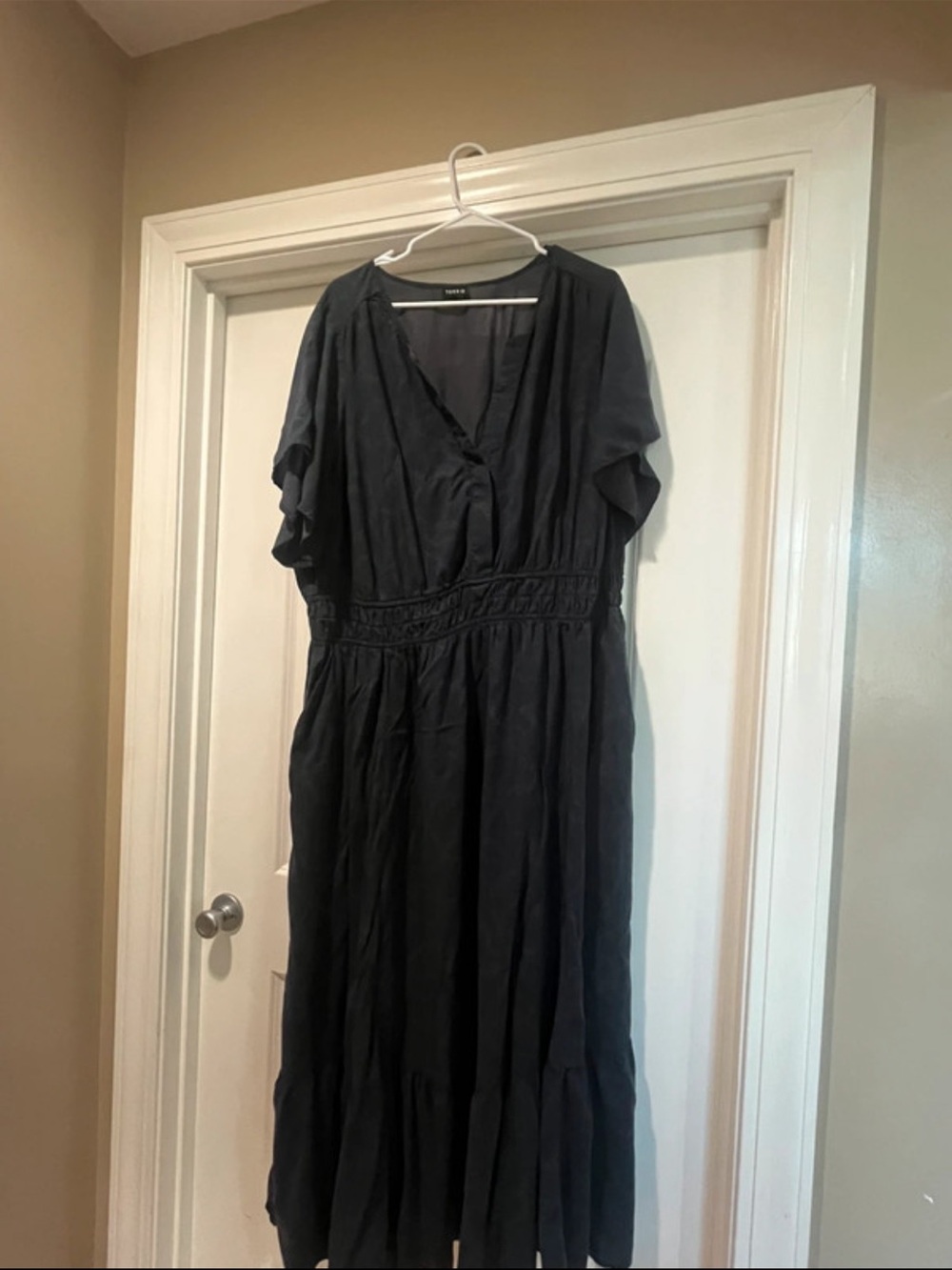 torrid Black V-Neck Tiered Maxi Dress with Smocked Waist